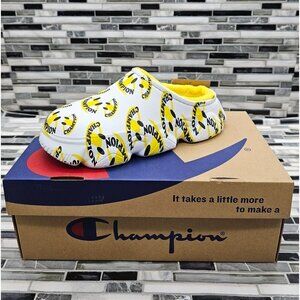 Champion Super Meloso Smile White Yellow Women's Slides Sandals Size 8